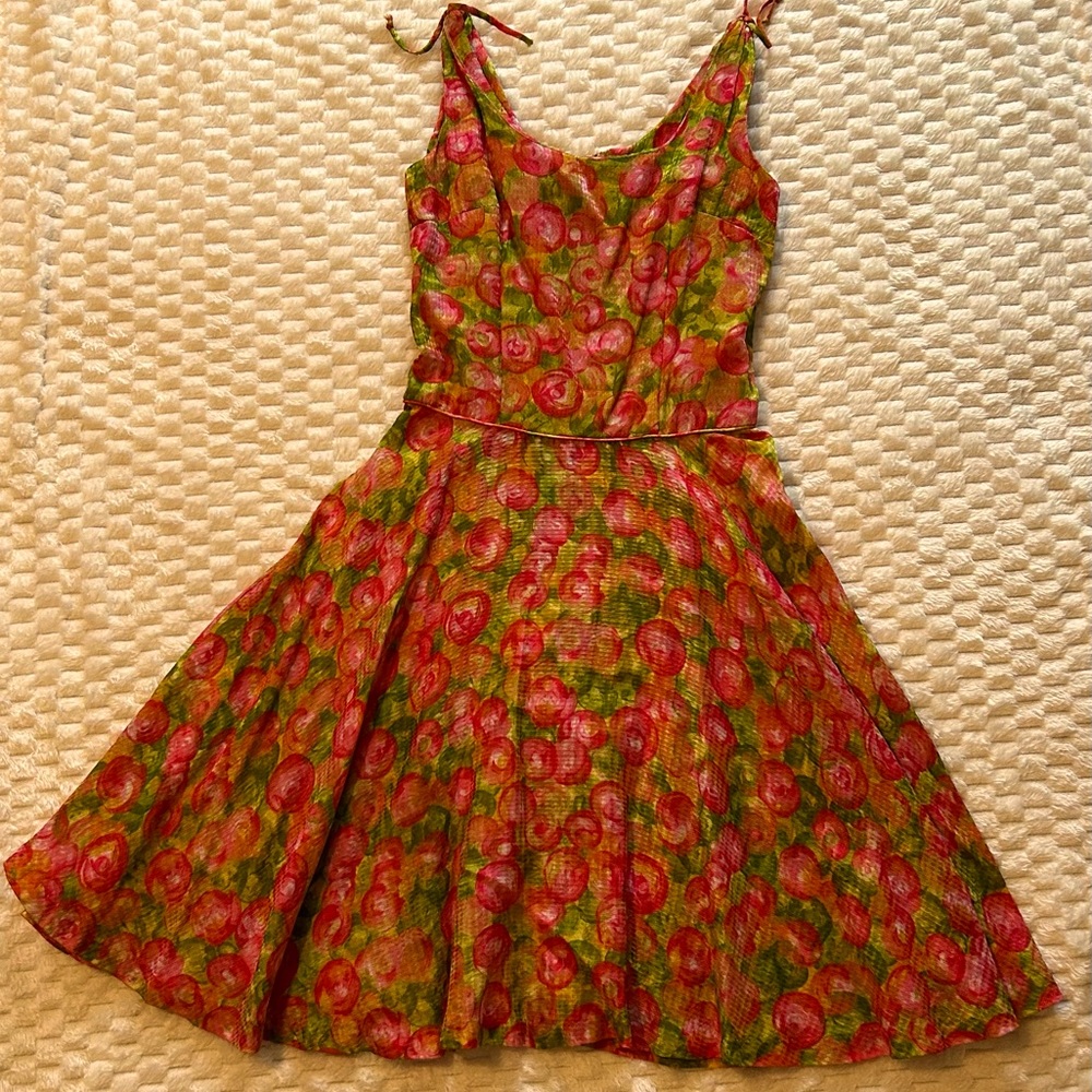 Pink and Green Vintage Floral Dress
